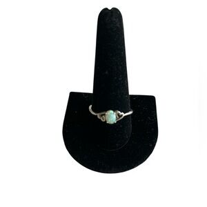925 Sterling Silver Lab Created Opal Ring